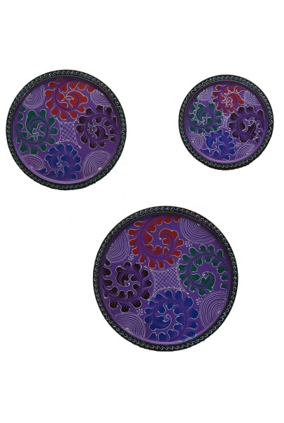Wooden Wall Decor Plates - Set of 3 